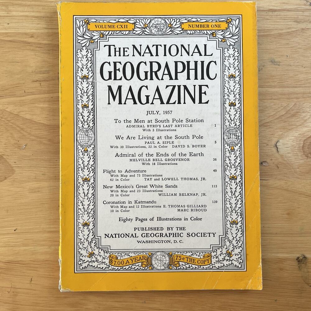 Vintage National Geographic July 1957 South Pole Kathmandu No Map Coke Ad